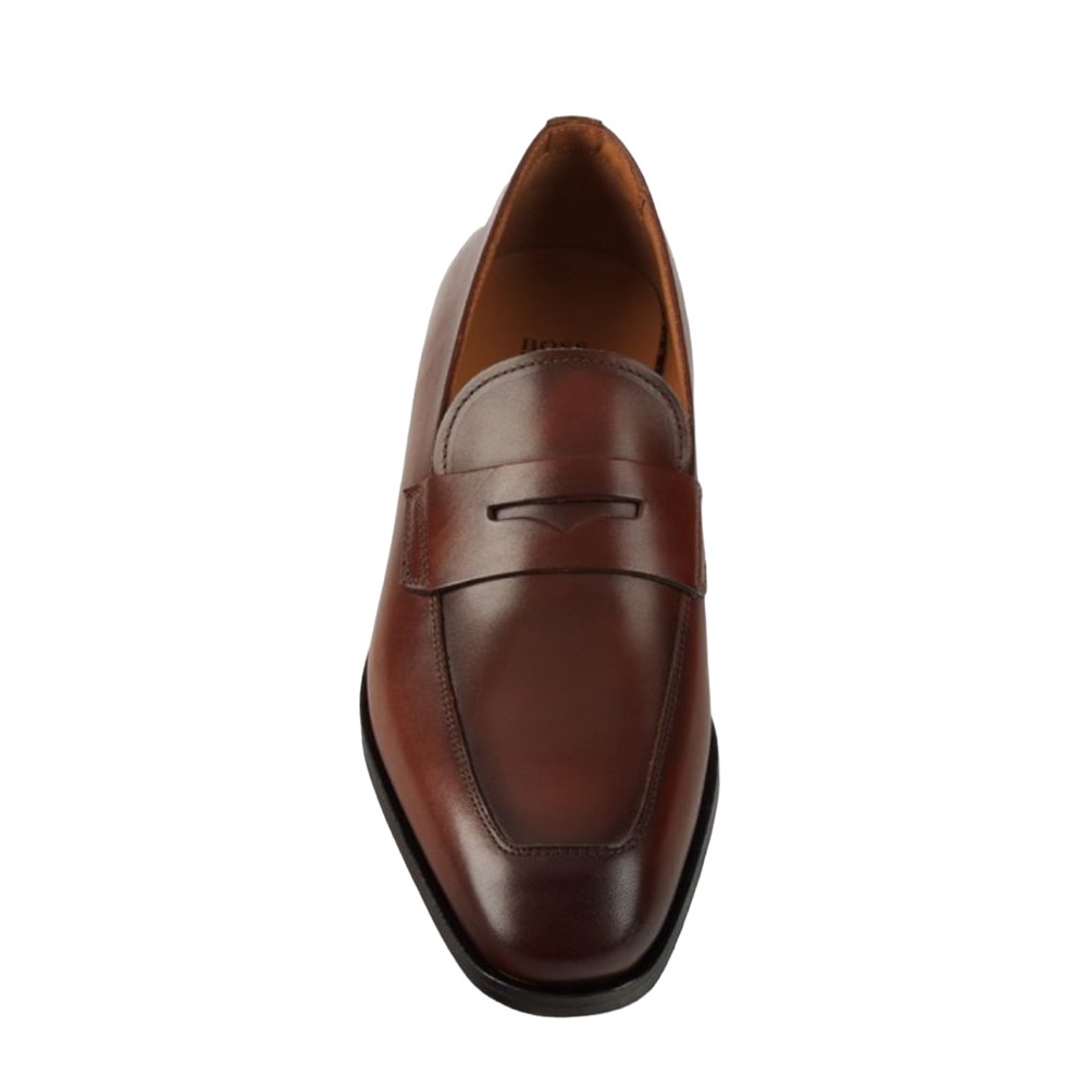 BOSS Lisbon Leather Penny Loafers in Medium Brown Men’s Size UK 9.5 US 10.5